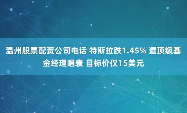 温州股票配资公司电话 特斯拉跌1.45% 遭顶级基金经理唱衰 目标价仅15美元